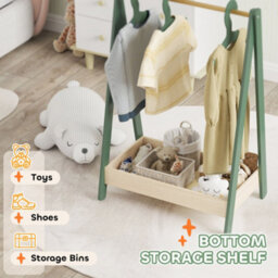 Aiyaplay Kids Clothes Rail With Hangers, Base Shelf For Girls, Boys, Green - thumbnail 5