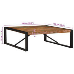 Berkfield Coffee Table Multicolour 100X100X35 Cm Solid Wood Reclaimed - thumbnail 9