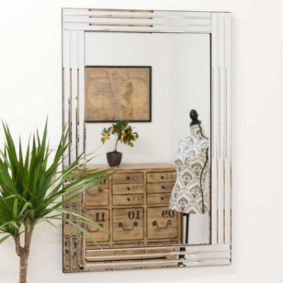 Mirroroutlet Oakley All Glass Triple Edge Bevelled Mirror 90 X 60 Cm - image 1