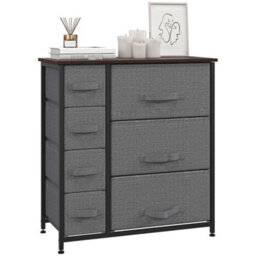 Homcom Chest Of Drawers With 7 Dresser Drawers For Home Bedroom, Dark Grey - thumbnail 2