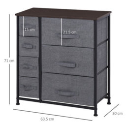 Homcom Chest Of Drawers With 7 Dresser Drawers For Home Bedroom, Dark Grey - thumbnail 3
