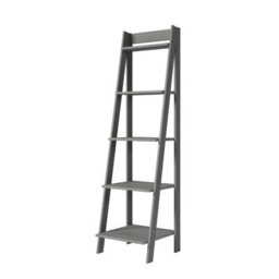 Mercers Furniture Corona Grey Wax Ladder Bookcase Solid Wood Pine Wooden Painted Leaning Open Storage - thumbnail 3