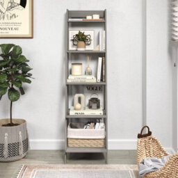 Mercers Furniture Corona Grey Wax Ladder Bookcase Solid Wood Pine Wooden Painted Leaning Open Storage - thumbnail 2