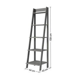Mercers Furniture Corona Grey Wax Ladder Bookcase Solid Wood Pine Wooden Painted Leaning Open Storage - thumbnail 5