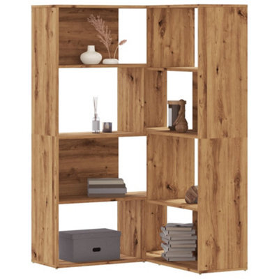 Walplus 4 Tier Corner Bookcase Artisan Oak Engineered Wood 85X85X140 Cm - image 1