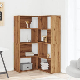 Walplus 4 Tier Corner Bookcase Artisan Oak Engineered Wood 85X85X140 Cm - thumbnail 3