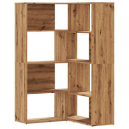 Walplus 4 Tier Corner Bookcase Artisan Oak Engineered Wood 85X85X140 Cm - thumbnail 2
