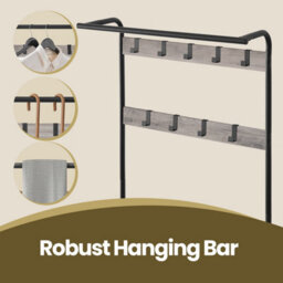 Ledrem Coat Rack, Coat Stand With Shoe Storage Bench, With 9 Removable Hooks, For Hallway, 34 X 72 X 183 Cm, Industrial - thumbnail 5