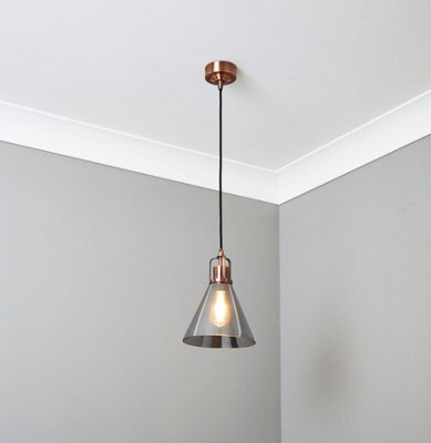 Inlight Dafyd Cone Gloss Antique Copper Effect Led Pendant Ceiling Light, (Dia)205mm - image 1