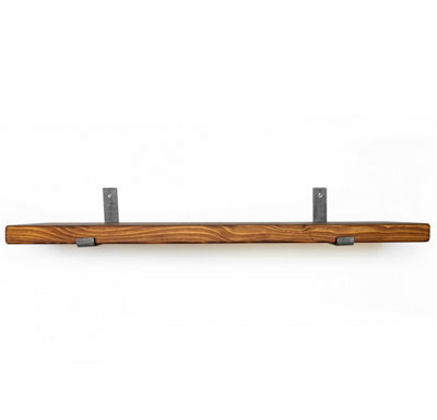 Toolty Rustic Handmade Wall Shelf, Wall Mounted, 90Cm X 17.5Cm Up Design, Walnut, Handcrafted Vintage Style - image 1