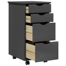 Walplus Rolling Cabinet With Drawers Moss Grey Solid Wood Pine - thumbnail 4