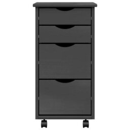 Walplus Rolling Cabinet With Drawers Moss Grey Solid Wood Pine - thumbnail 5