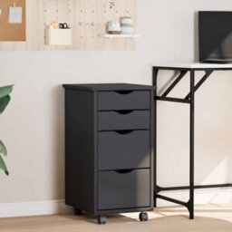 Walplus Rolling Cabinet With Drawers Moss Grey Solid Wood Pine - thumbnail 1