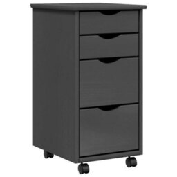 Walplus Rolling Cabinet With Drawers Moss Grey Solid Wood Pine - thumbnail 2
