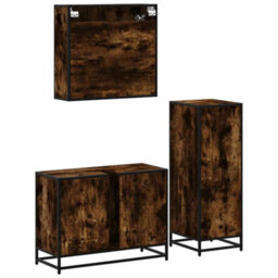 Berkfield 3 Piece Bathroom Furniture Set Smoked Oak Engineered Wood - thumbnail 8
