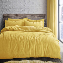 Velosso Ochre Plain Teddy Fleece Duvet Cover And Pillowcase Set Single - thumbnail 1