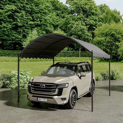 Breeins 3X3M Canopy Outdoor Metal Arched Pergola Shelter Sunshade Awning With Metal Frame, Dark Grey - image 1