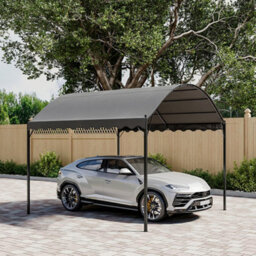 Breeins 3X3M Canopy Outdoor Metal Arched Pergola Shelter Sunshade Awning With Metal Frame, Dark Grey - thumbnail 2
