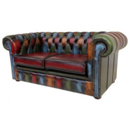 Chesterfield 2 Seater Patchwork Antique Leather Sofa Settee Bespoke In Classic Style - thumbnail 5