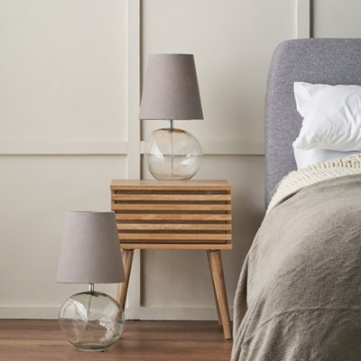 Pacific Lifestyle Set Of 2 Hallie Clear Glass And Grey Shade Table Lamp - image 1
