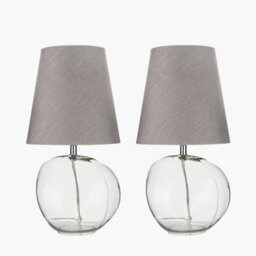 Pacific Lifestyle Set Of 2 Hallie Clear Glass And Grey Shade Table Lamp - thumbnail 3