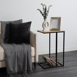 OHS C Shape Table Side End Living Room Furniture Bedside Nightstand, Light Wood - thumbnail 3