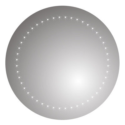 Ibathuk Luna Wall Mounted Round Led Illuminated Bathroom Mirror, Modern Battery Powered Mirror With White Light, 500 X 500mm - image 1