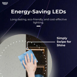 Ibathuk Luna Wall Mounted Round Led Illuminated Bathroom Mirror, Modern Battery Powered Mirror With White Light, 500 X 500mm - thumbnail 6