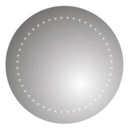 Ibathuk Luna Wall Mounted Round Led Illuminated Bathroom Mirror, Modern Battery Powered Mirror With White Light, 500 X 500mm