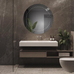 Ibathuk Luna Wall Mounted Round Led Illuminated Bathroom Mirror, Modern Battery Powered Mirror With White Light, 500 X 500mm - thumbnail 2