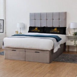 UKBEDFURNITURE Florence Plush Silver End Opening Divan Ottoman Bed With 54 Inch Headboard - thumbnail 1