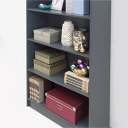Bookcase Tall Wide In Dark Grey Storage Shelving For Home - thumbnail 3