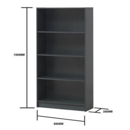 Bookcase Tall Wide In Dark Grey Storage Shelving For Home - thumbnail 2