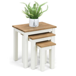Oakham Kirkhaven Nest Of 3 Tables In Ivory And Oak - thumbnail 2