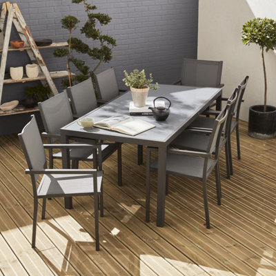 8-Seater Aluminium Garden Table With Textilene Chairs Anthracite - Sweeek - image 1