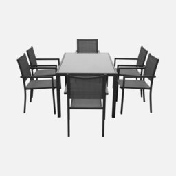 8-Seater Aluminium Garden Table With Textilene Chairs Anthracite - Sweeek - thumbnail 4