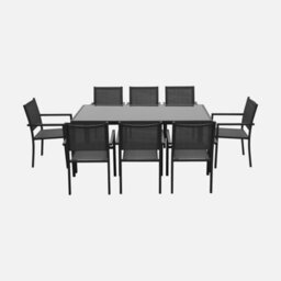 8-Seater Aluminium Garden Table With Textilene Chairs Anthracite - Sweeek - thumbnail 3