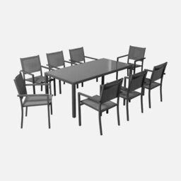 8-Seater Aluminium Garden Table With Textilene Chairs Anthracite - Sweeek - thumbnail 2