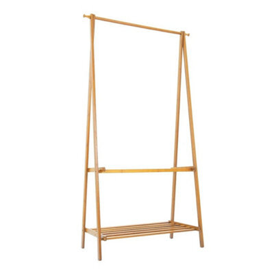 Foldable Bamboo Clothes Rail Garment Coat Dress Hanging Display - image 1