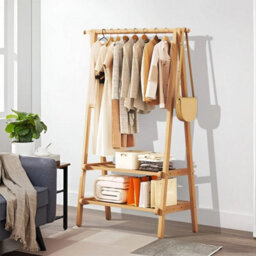Foldable Bamboo Clothes Rail Garment Coat Dress Hanging Display - thumbnail 6