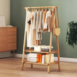 Foldable Bamboo Clothes Rail Garment Coat Dress Hanging Display - thumbnail 7