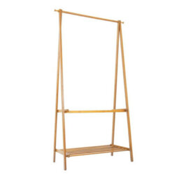 Foldable Bamboo Clothes Rail Garment Coat Dress Hanging Display - thumbnail 1