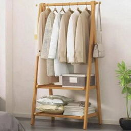 Foldable Bamboo Clothes Rail Garment Coat Dress Hanging Display - thumbnail 4
