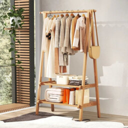 Foldable Bamboo Clothes Rail Garment Coat Dress Hanging Display - thumbnail 5