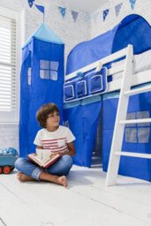Nöa & Nani Noa & Nani Cabin Kids Solid Wood Midsleeper Bed With Blue Nw Package In Classic White Moro - thumbnail 6