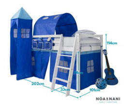 Nöa & Nani Noa & Nani Cabin Kids Solid Wood Midsleeper Bed With Blue Nw Package In Classic White Moro - thumbnail 7