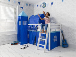 Nöa & Nani Noa & Nani Cabin Kids Solid Wood Midsleeper Bed With Blue Nw Package In Classic White Moro - thumbnail 2