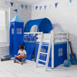 Nöa & Nani Noa & Nani Cabin Kids Solid Wood Midsleeper Bed With Blue Nw Package In Classic White Moro - thumbnail 3