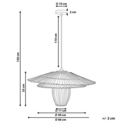 Wyld And Coco Natural Rattan Shade Pendant Lamp With Iron Frame, Warm Light, Large W66 X D66 X H150Cm - thumbnail 4