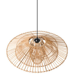 Wyld And Coco Natural Rattan Shade Pendant Lamp With Iron Frame, Warm Light, Large W66 X D66 X H150Cm - thumbnail 5